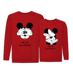 Sudadera Mickey & Minnie Will U Be My Valentine -Roly Sudadera Mickey Minnie will u be my valentine Rojo
